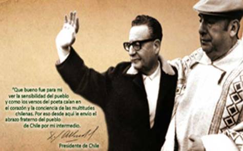 Pablo Neruda junto al Presidente Salvador Allende