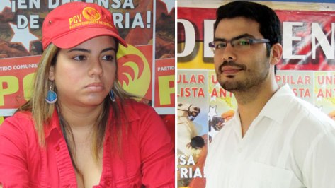 Janohi Rosas y Héctor Alejo Rodríguez, candidatos juveniles del PCV a la Asamblea Nacional.